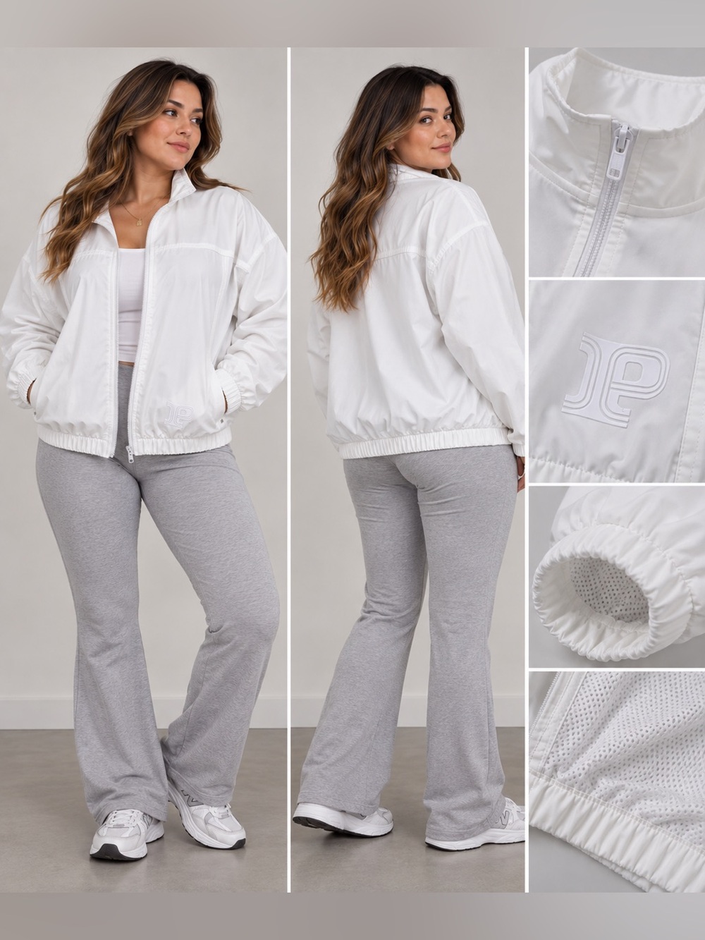 PINK Victoria's Secret White Full-Zip Windbreaker Sz large NWT
